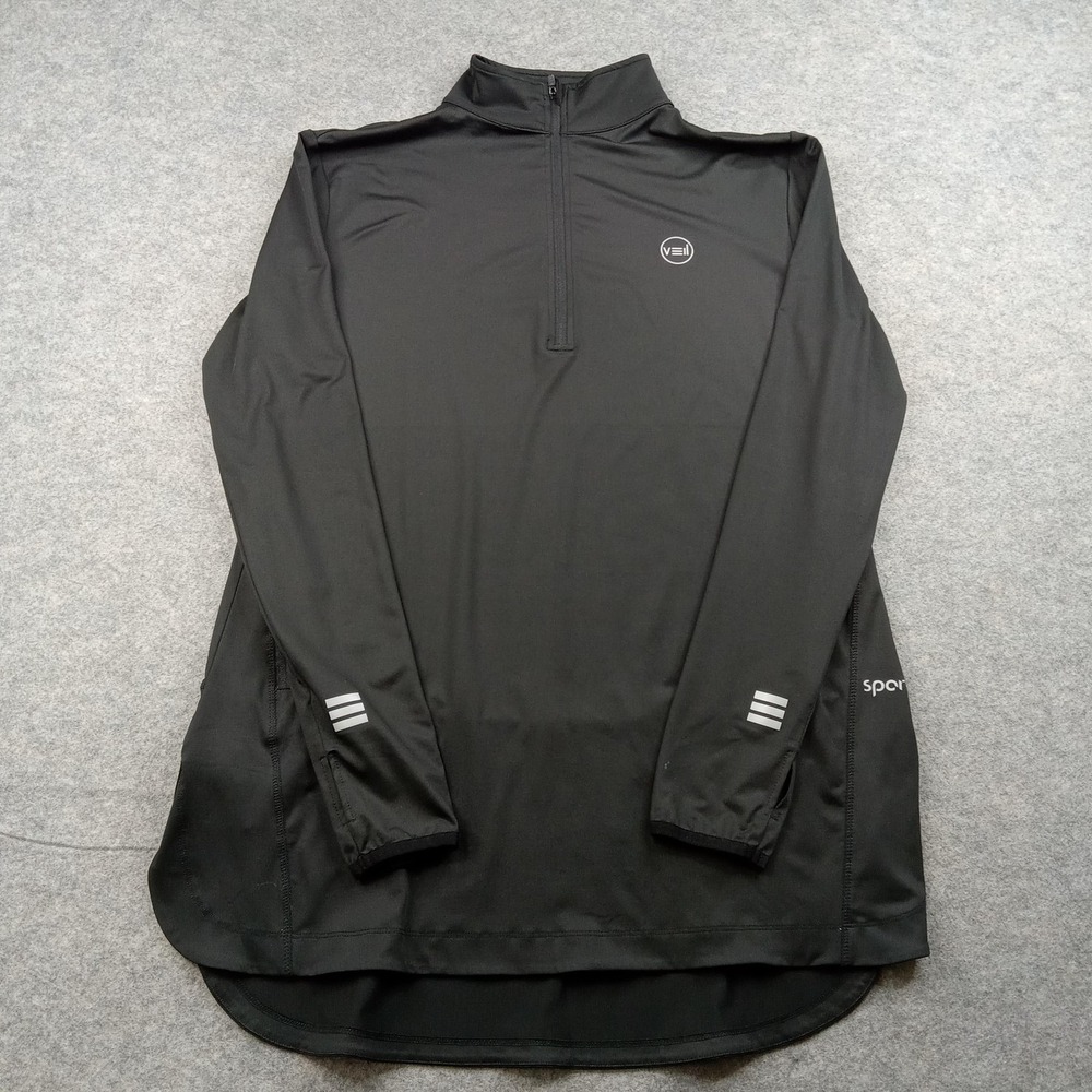 Spark Vell Black Quarter Zip Long Sleeve Athletic Running Shirt Large‎ Adult